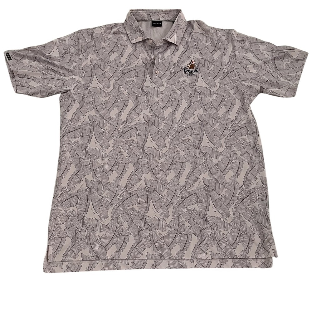 Dunning PGA Frisco Golf Polo Shirt Men's XL Tropical Leaf Performance